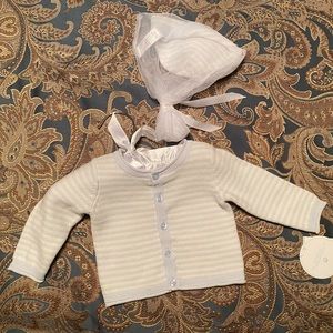 Edgehill Collection striped sweater & hat 3 months